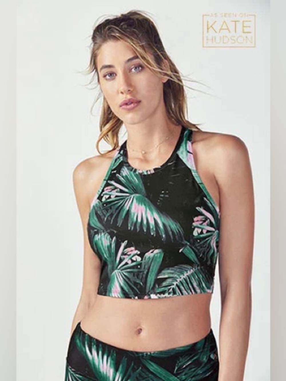 Fabletics Clara Sports Bra in Havana Print/Black Size Medium